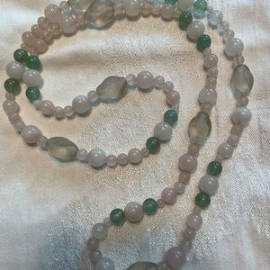 Rose quartz and jade necklace